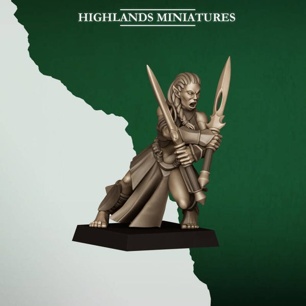 Feral Elves - 5x Bladesingers (without command) - By Highlands Miniatures