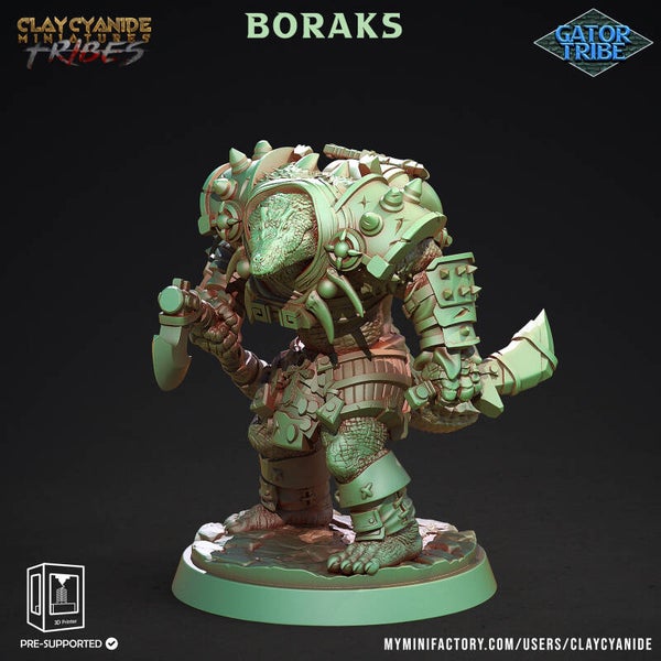 Gator Tribe - Boraks - 32mm model - by Clay Cyanide