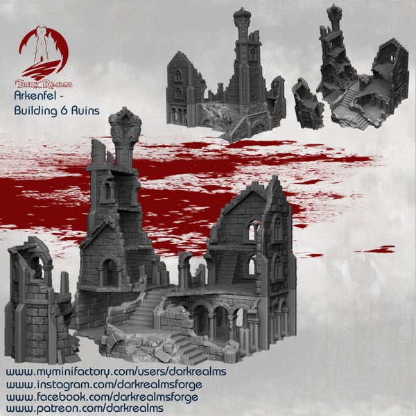 Arkenfel Ruins Building 6 - Scenery - 28/32mm - by Dark Realms Forge