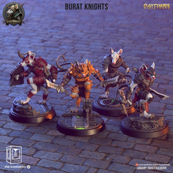 Baseco Distric - Burat Knights - 4x 32mm - by Clay Cyanide