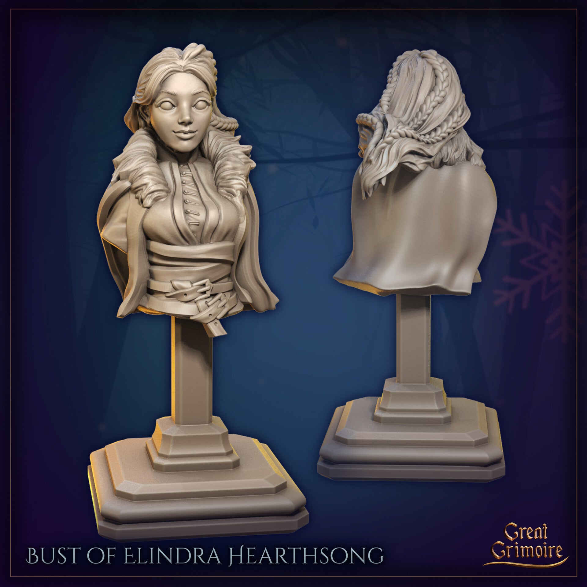 The Glacial Curse - Elindra Hearthsong - Bust - by Great Grimoire