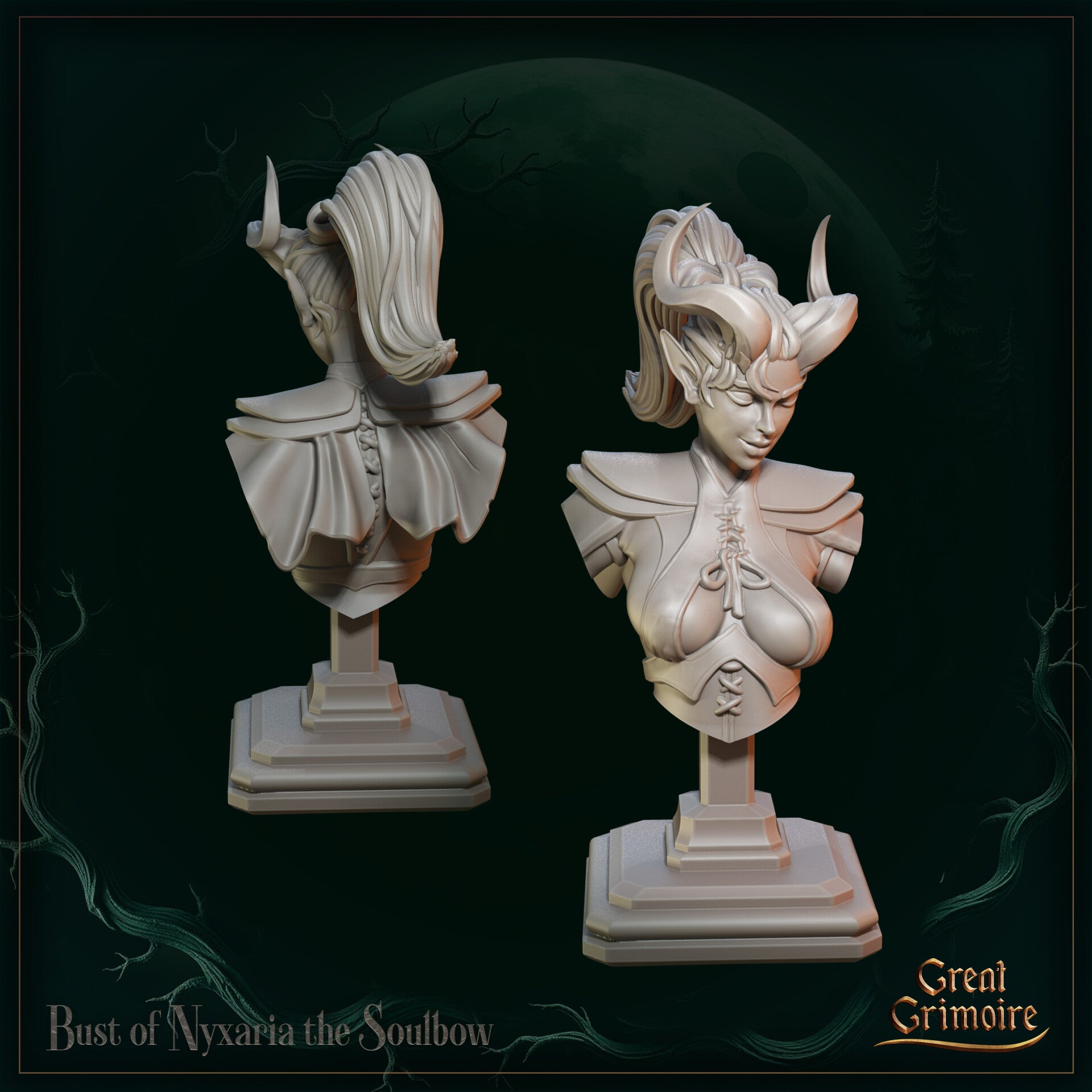 Songs of the Eternal Night - Nyxaria the Soulbow - Bust - by Great Grimoire