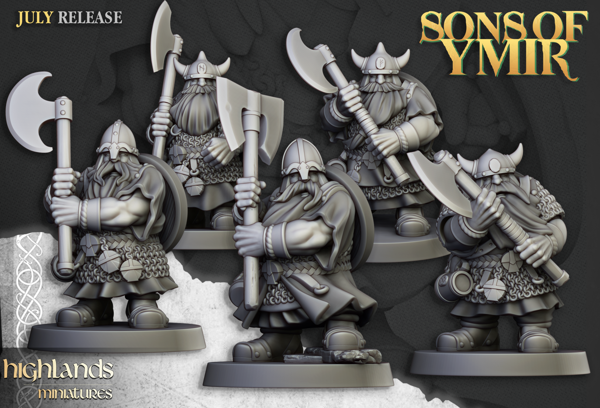 Dwarf Warriors - 5x 2-handed weapons - By Highlands Miniatures