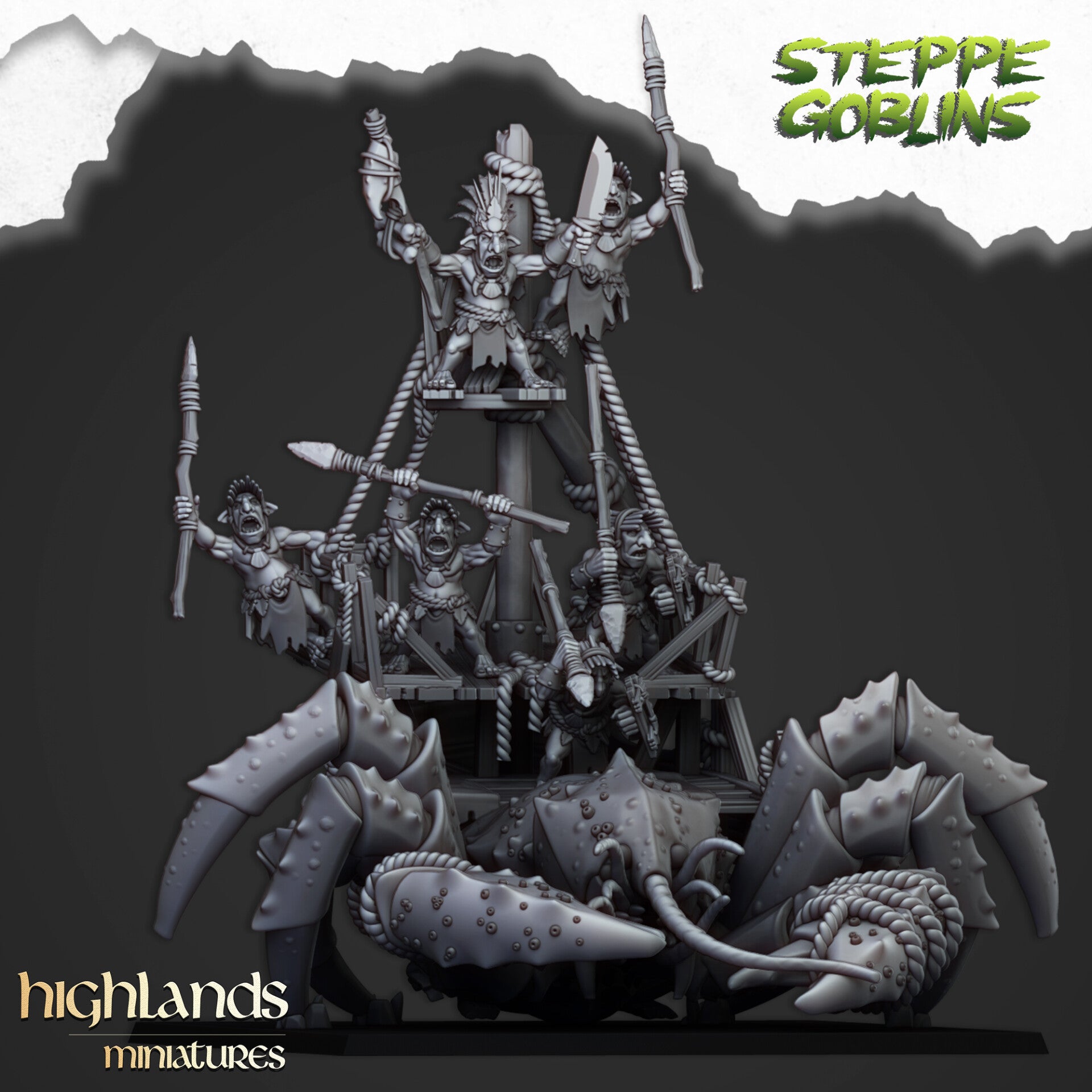 Steppe Goblins - Coast Goblins on Big Crab - By Highlands Miniatures