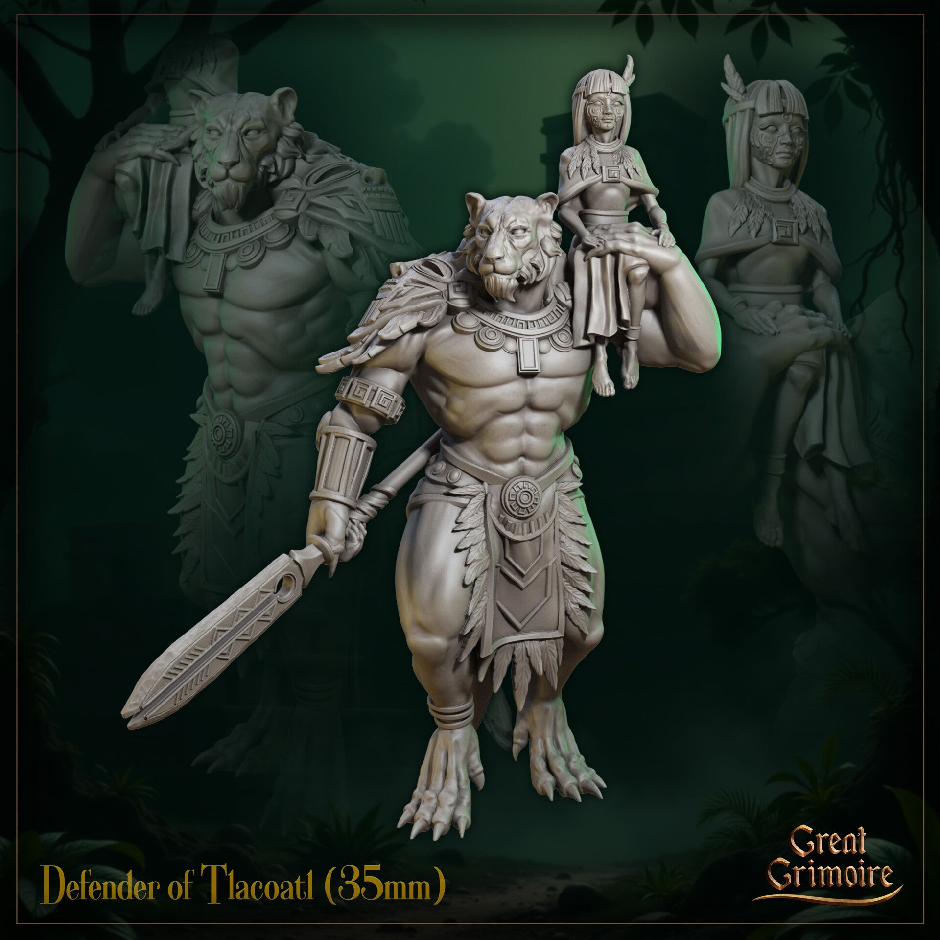 Last Roar of the Beast - Defender of Tlacoatl - 32mm - by Great Grimoire