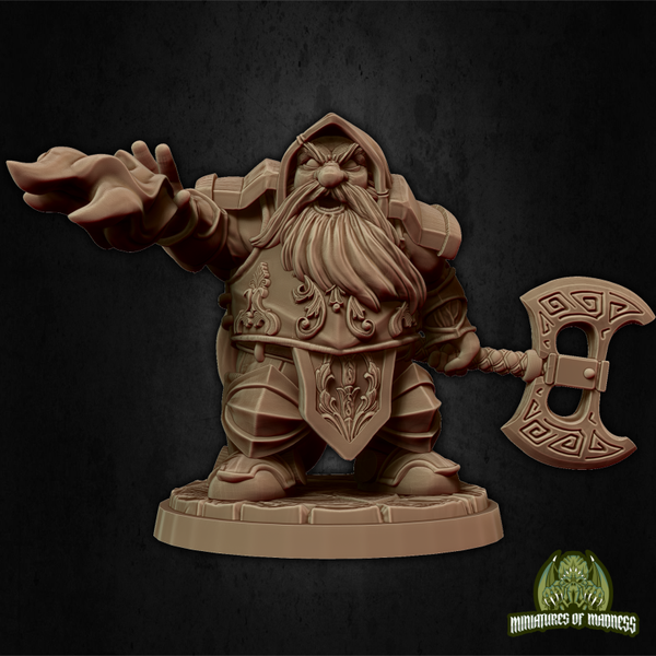 Hold My Dwarf - Dorfas the Eldritch Knight - 32mm - by Miniatures of Madness