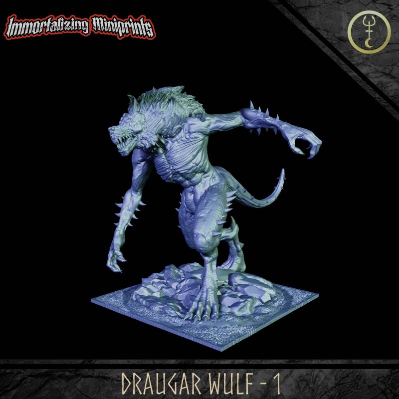 Draugar Wulf 1 - 32mm Large - by Immortalizing Miniprints
