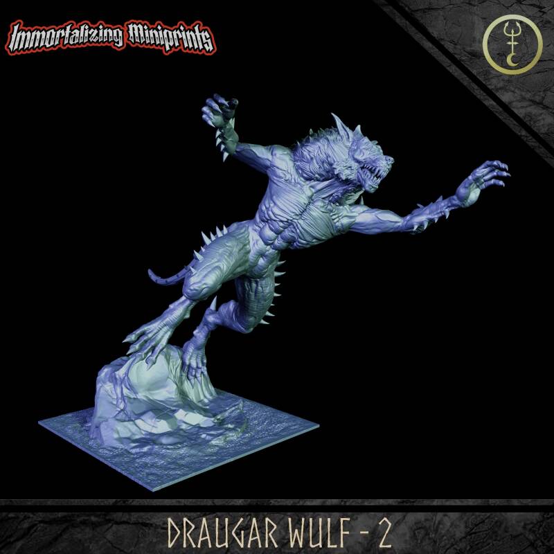 Draugar Wulf 2 - 32mm Large - by Immortalizing Miniprints