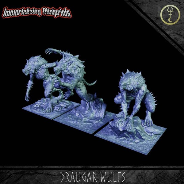 Draugar Wulfs Pack - 3x 32mm Large - by Immortalizing Miniprints