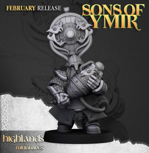 Dwarf Firespitter Command 3x - By Highlands Miniatures