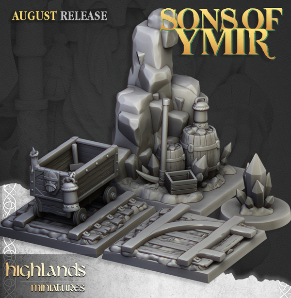 Dwarf Miners - Terrain: Mine Corner complete - By Highlands Miniatures