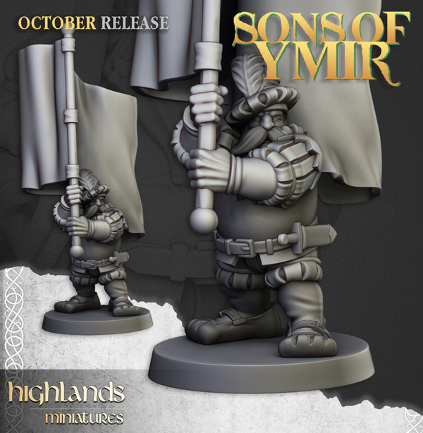 Dwarf Pikemen - 3x Command - By Highlands Miniatures