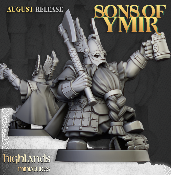 Dwarf Veterans - 3x Command - By Highlands Miniatures