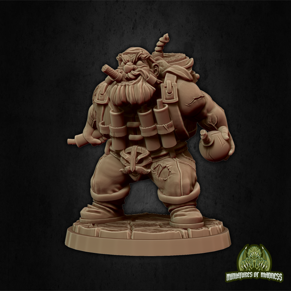 Hold My Dwarf - Dwari the Dynamiter - 32mm - by Miniatures of Madness