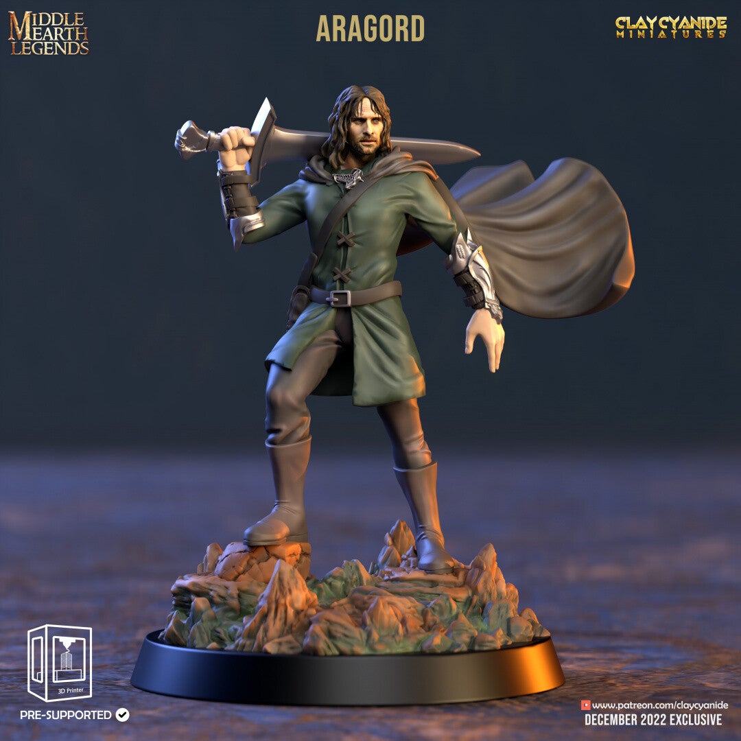 Middle Earth Legends - Aragord - 32mm - by Clay Cyanide