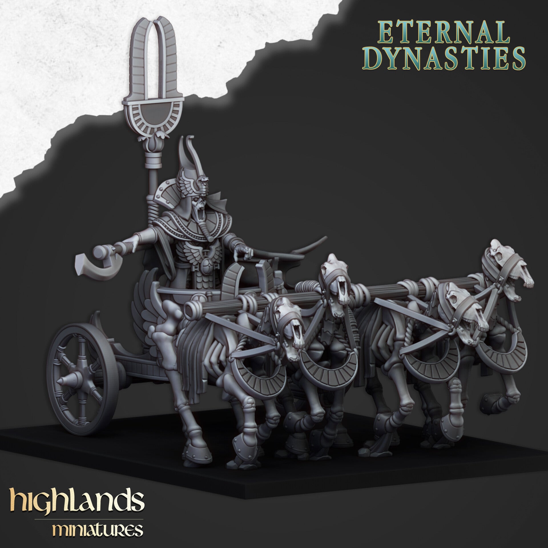 Eternal Dynasties - Eternal Pharao on Chariot - By Highlands Miniatures