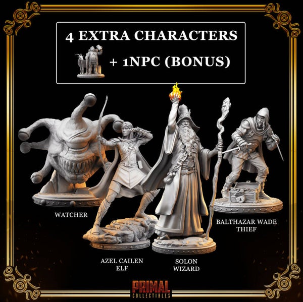 Dungeon Quest - Extra Characters 4x + NPC - 32mm - by Primal Collectibles