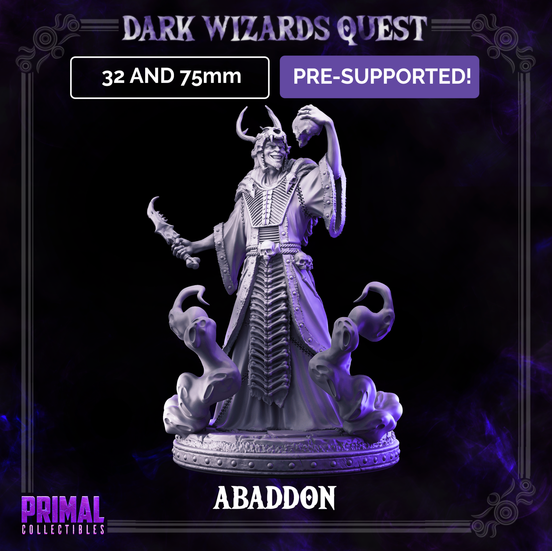 Dark Wizards Quest - Abaddon Necromancer - 32mm - by Primal Collectibles