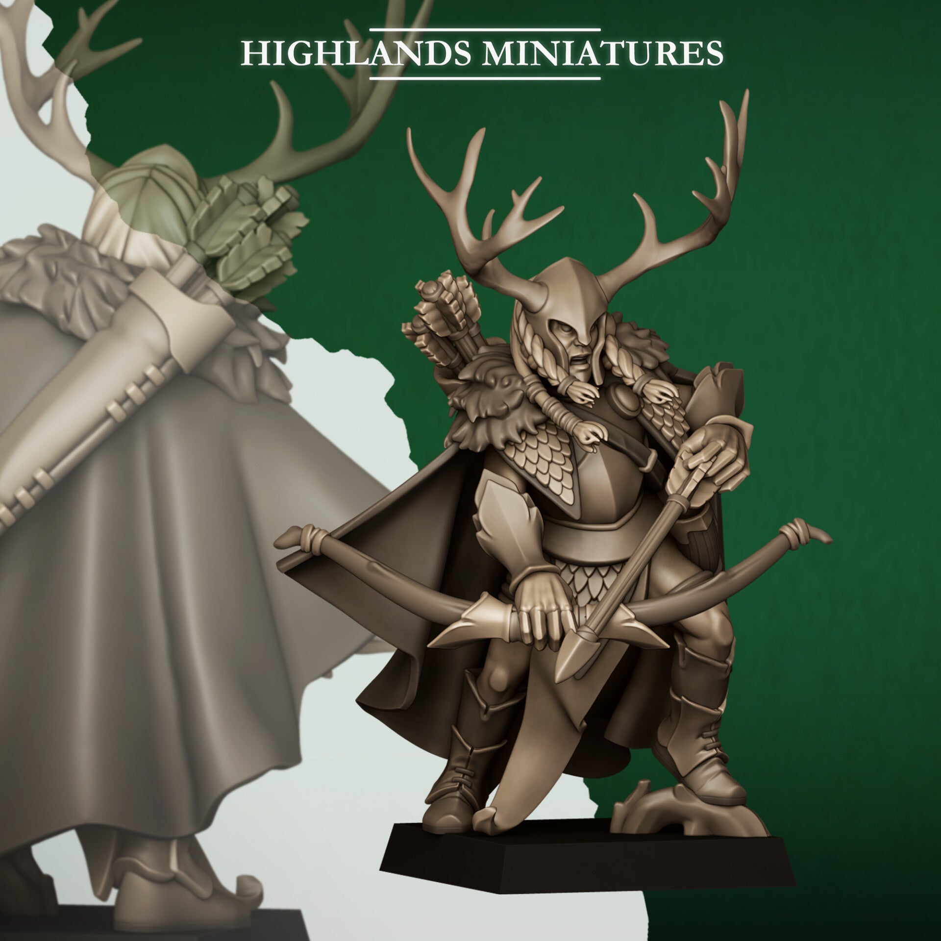 Feral Elves - Feral Elf Highborn with Bow- By Highlands Miniatures