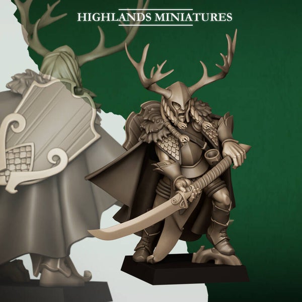 Feral Elves - Feral Elf Highborn with Sword- By Highlands Miniatures