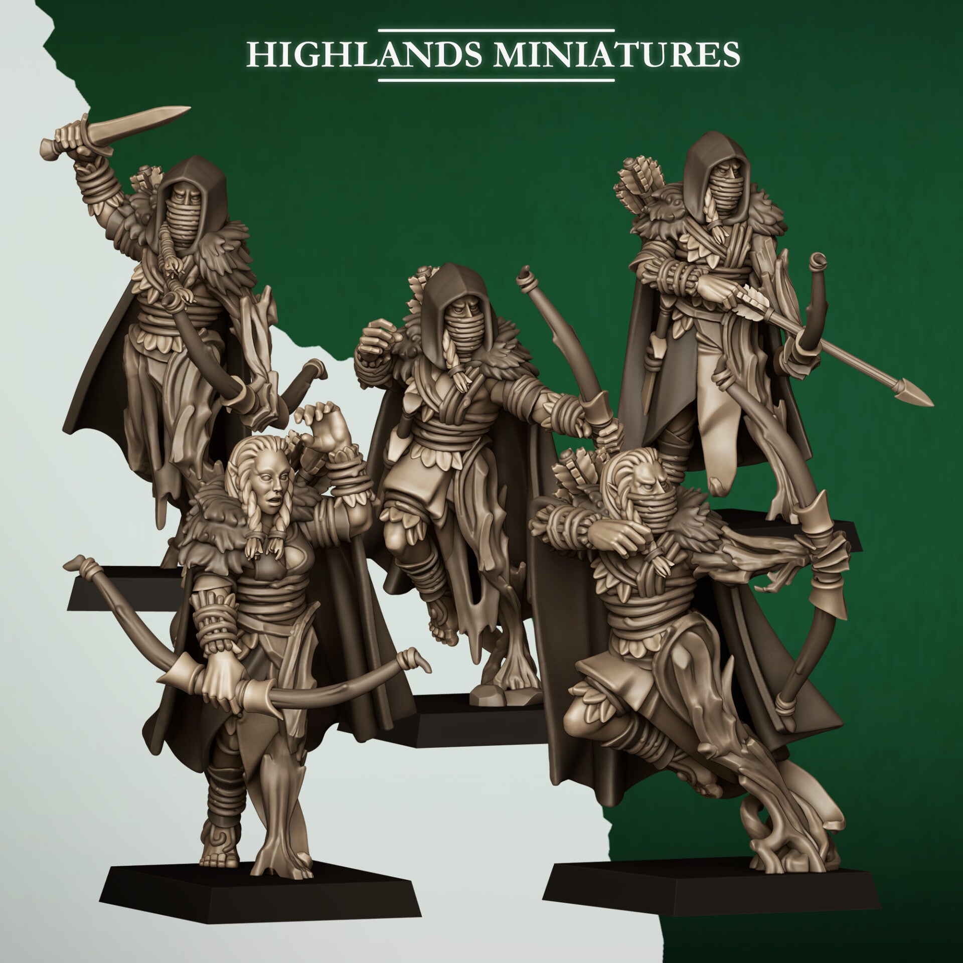 Feral Elves - 5x Feral Scouts - By Highlands Miniatures