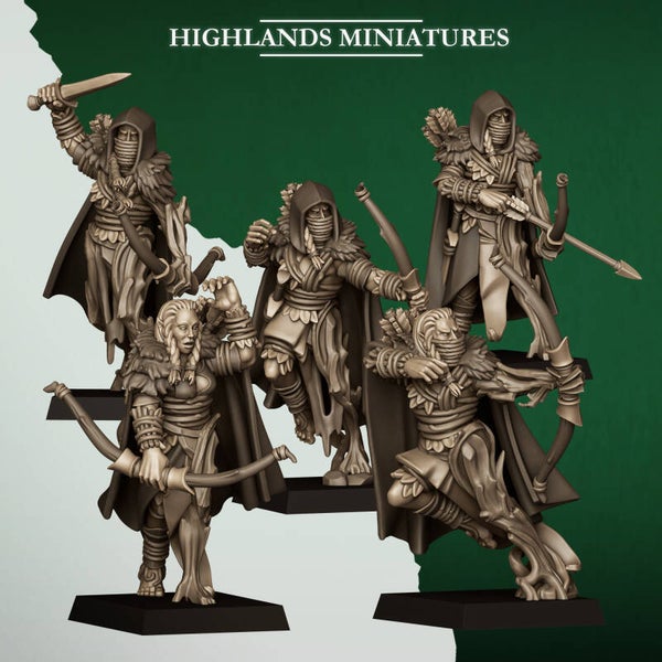 Feral Elves - 5x Feral Scouts - By Highlands Miniatures