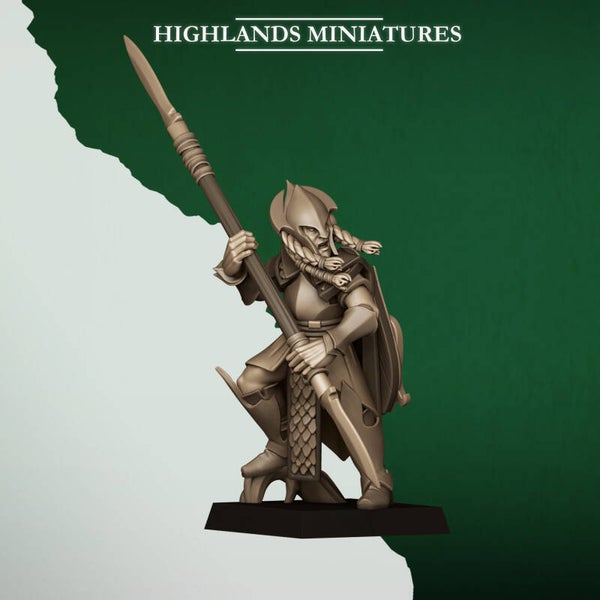 Feral Elves - 5x Feral Spearmen (without command group) - By Highlands Miniatures