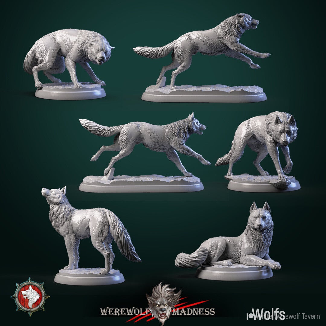 Werewolf Madness - 6x Wolves - 32mm
