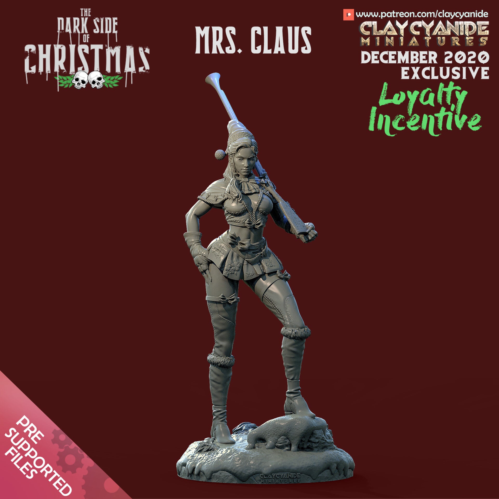 Dark Christmas - Miss Claus - ca 255mm tall - by Clay Cyanide