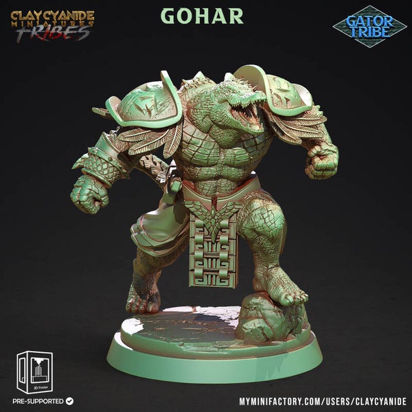 Gator Tribe - Gohar - 32mm model - by Clay Cyanide