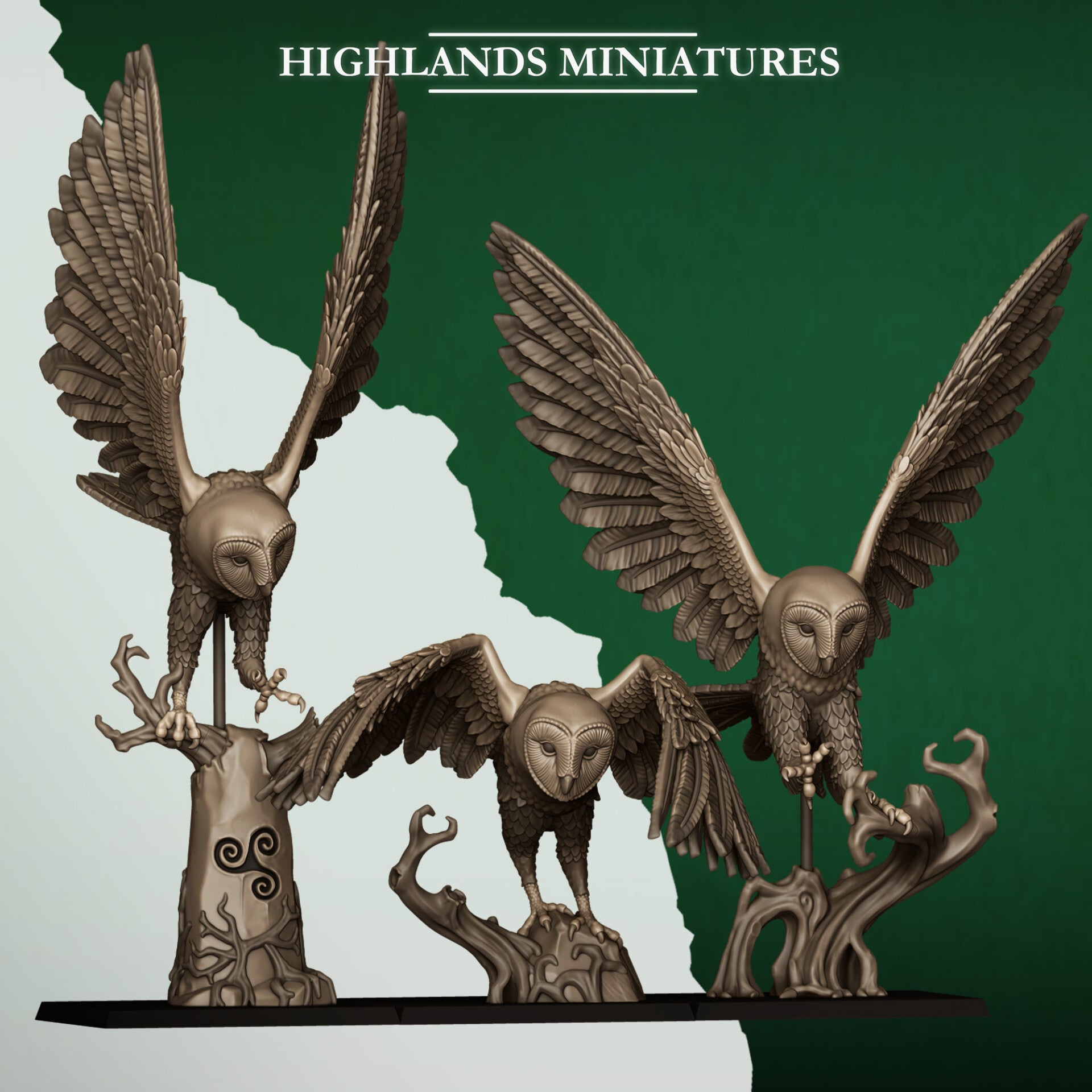 Feral Elves - Great Owl Unit (3x) - By Highlands Miniatures