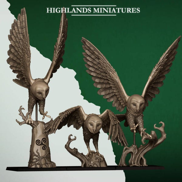 Feral Elves - Great Owl Unit (3x) - By Highlands Miniatures