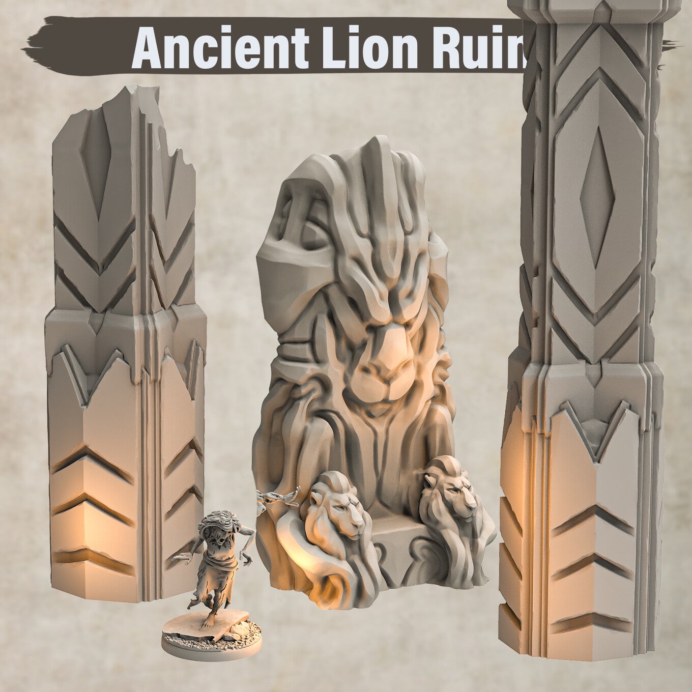 Ancient Lion Ruins - Set 5 - by 3DHexes