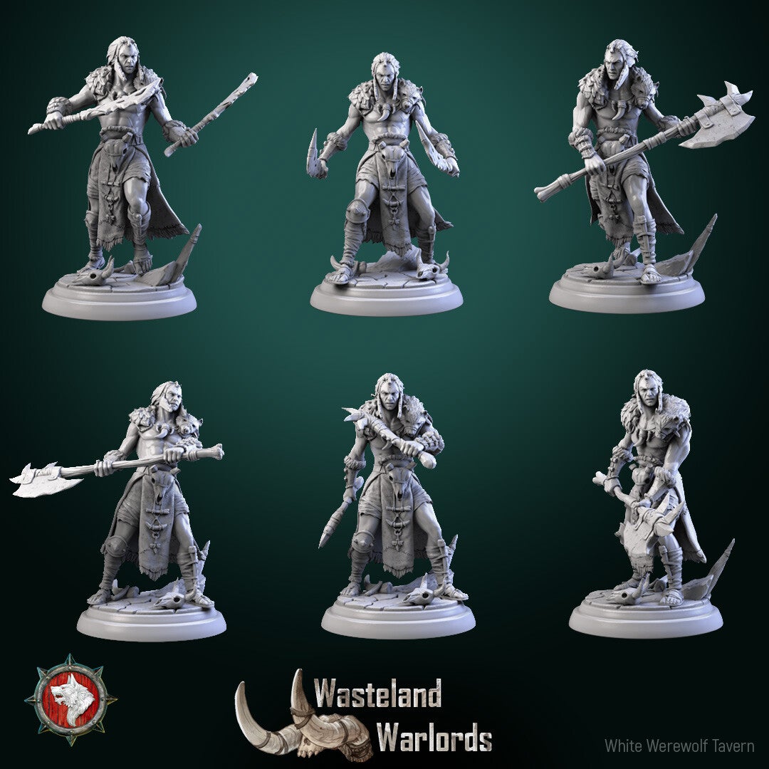 Wasteland Warlords - Barbarian Warlords Males 6x - 32mm