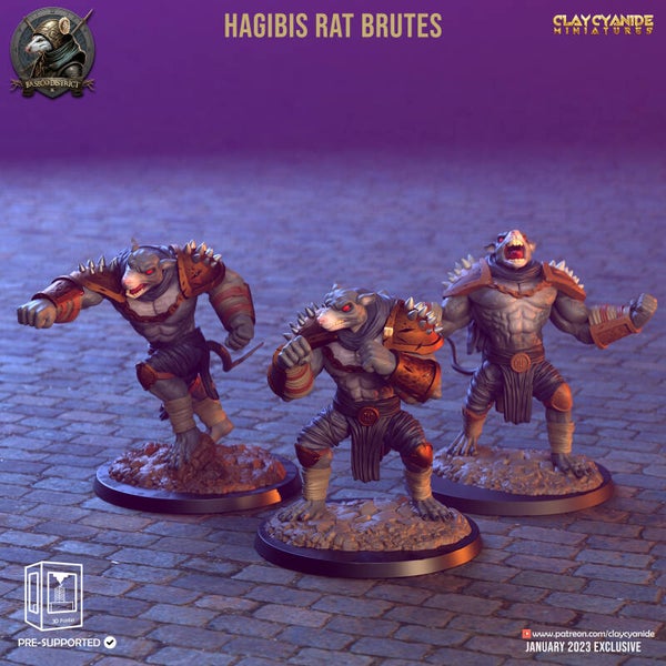 Baseco Distric - Haggabis Rat Brutes - 3x 32mm  Large- by Clay Cyanide