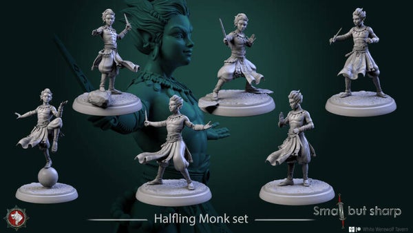Small but Sharp - Halfling Monks Set - 6x 32mm