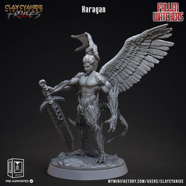 Fallen Watchers - Haragan - 32mm model - by Clay Cyanide