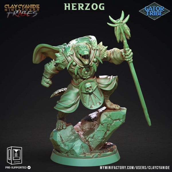 Gator Tribe - Herzog - 32mm model - by Clay Cyanide