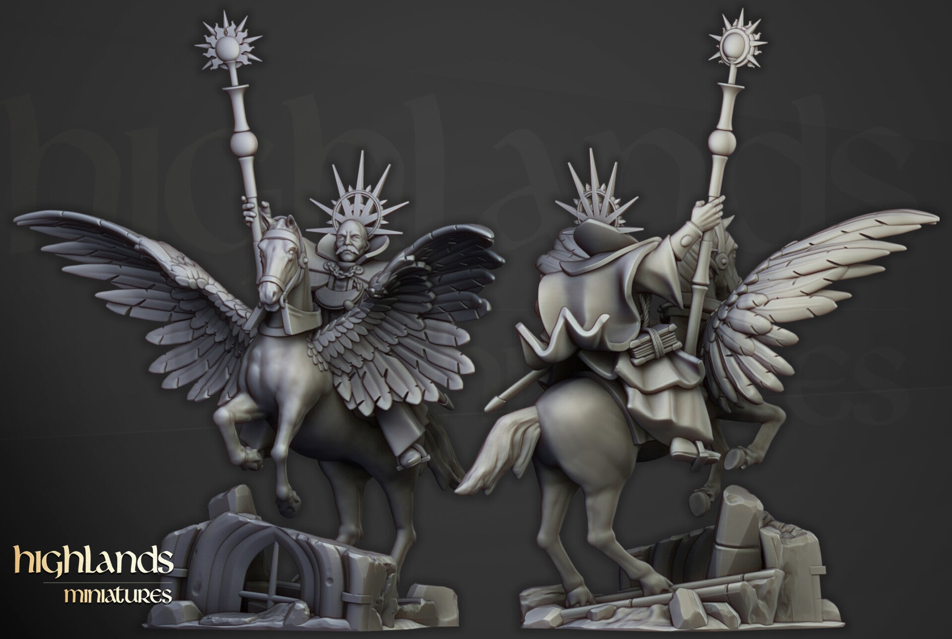 Sunland - High Wizard on Pegasus - By Highlands Miniatures