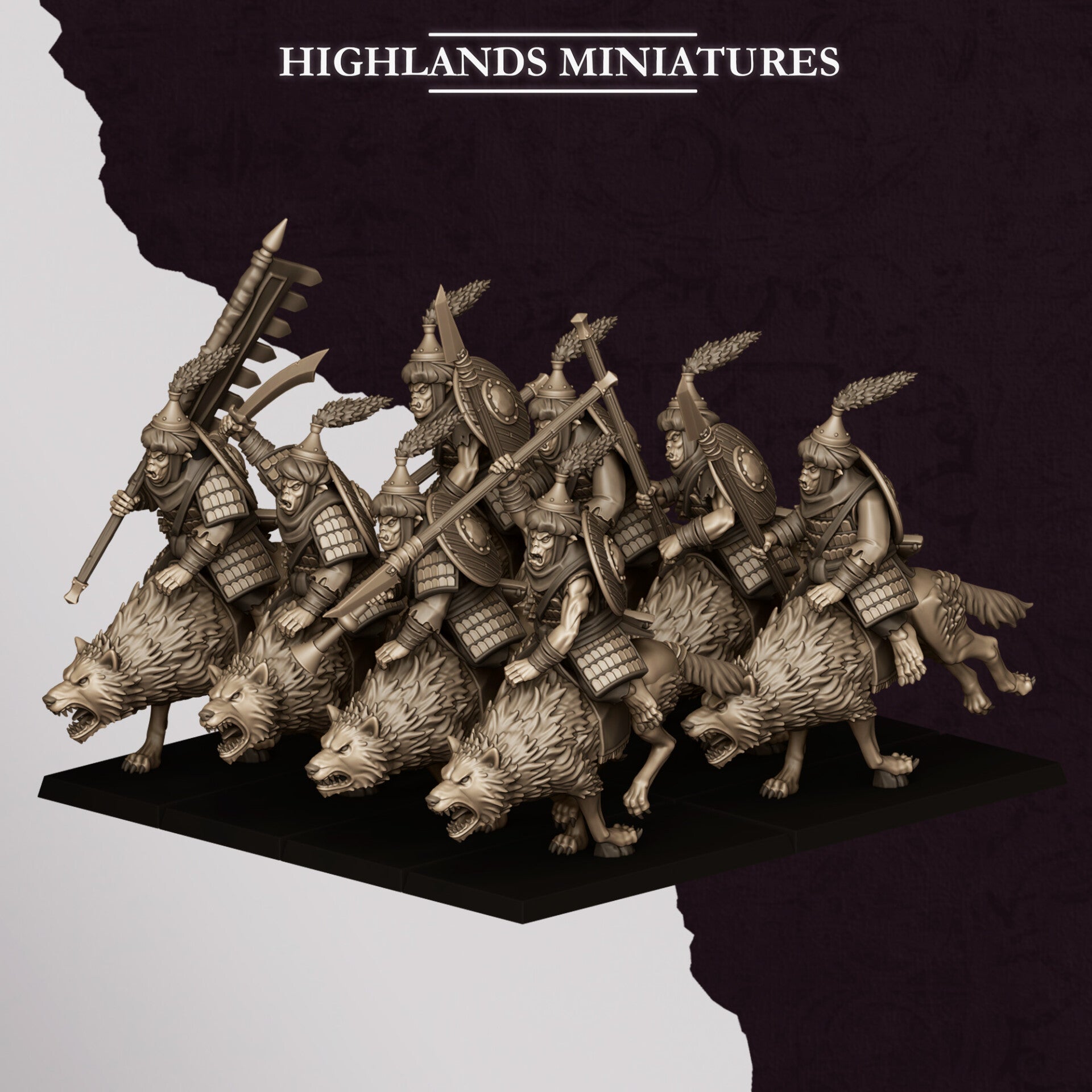 Sons Of Marduk - Hobgoblin Riders with Spears 5x (with command) - By Highlands Miniatures