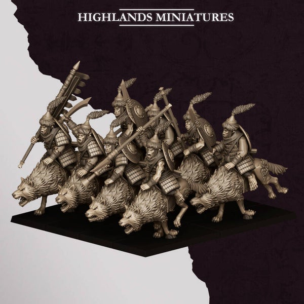 Sons Of Marduk - Hobgoblin Riders with Spears 5x (with command) - By Highlands Miniatures