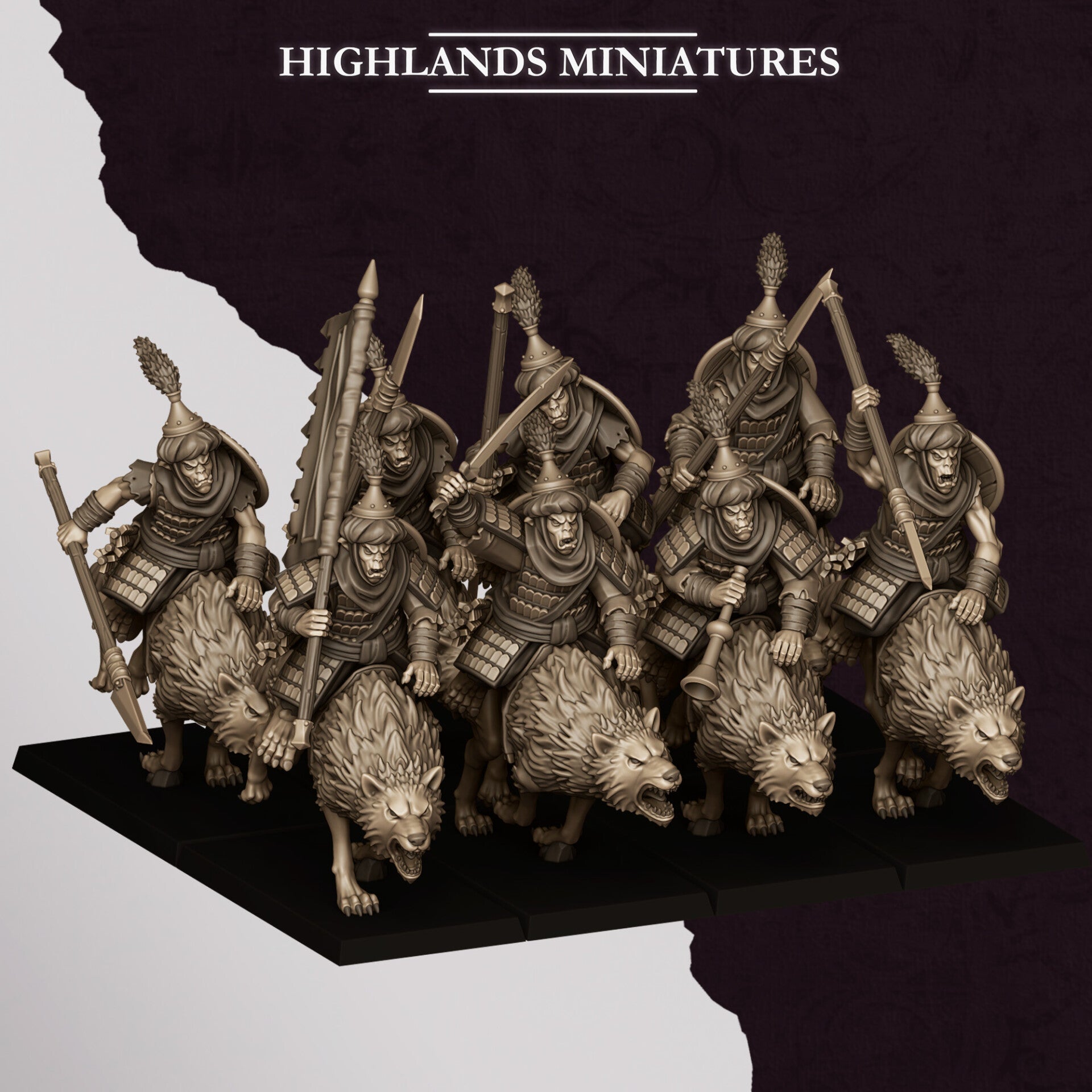 Sons Of Marduk - Hobgoblin Riders with Spears 10x (with command) - By Highlands Miniatures