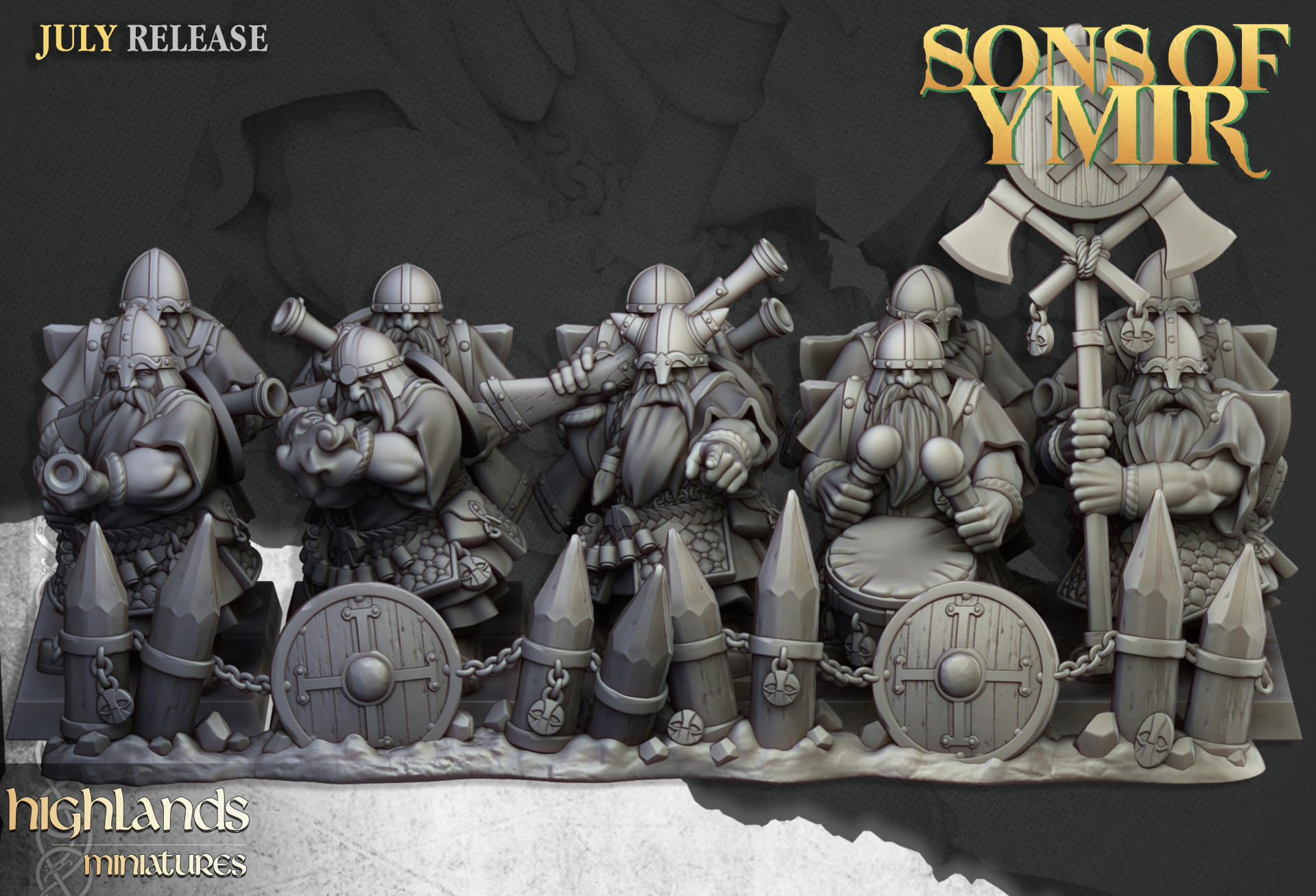 Dwarf Marksmen - 4x Barricade - By Highlands Miniatures
