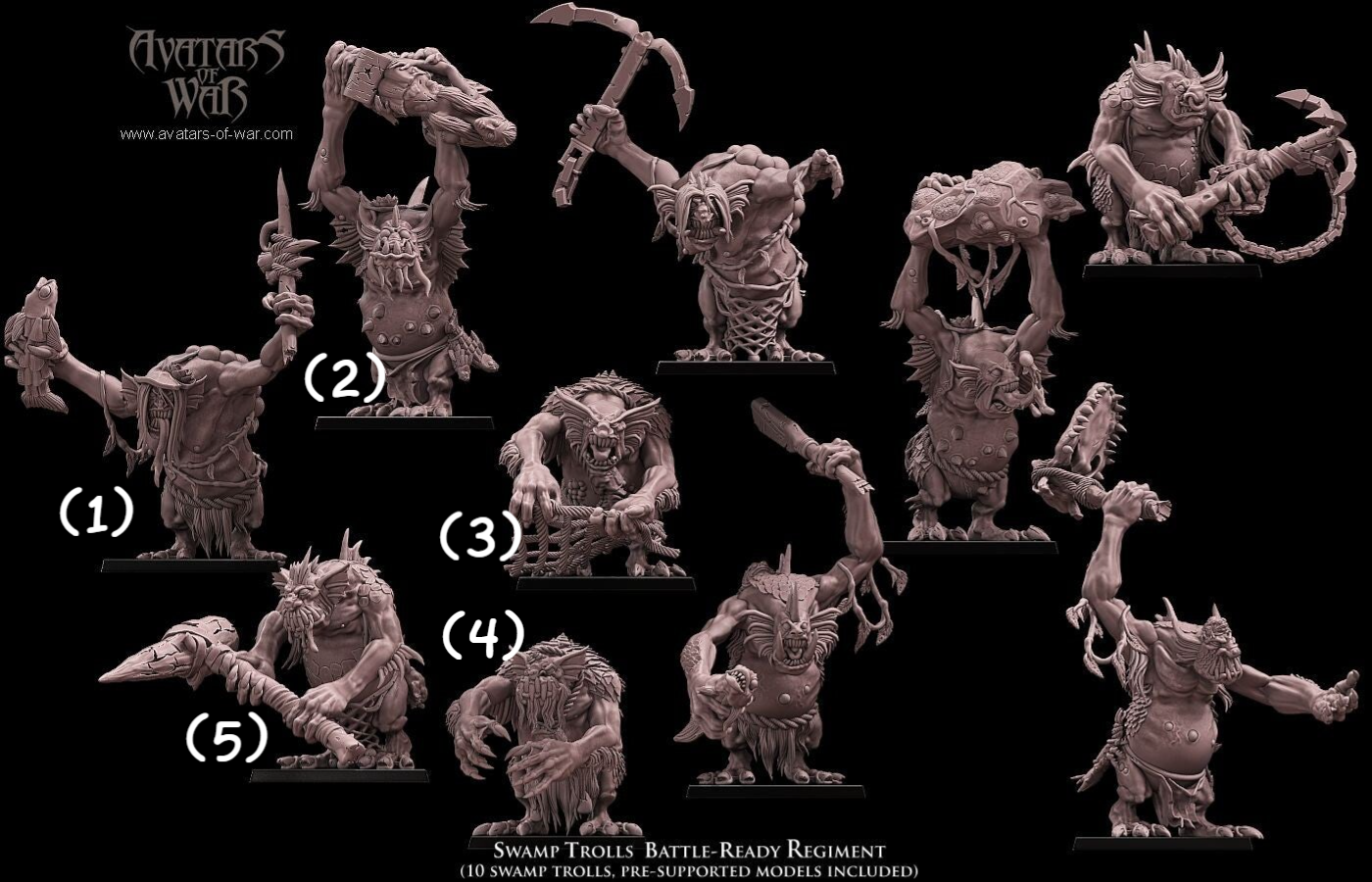 Swamp Trolls 5x Battleready 1 tm 5 - By Avatars of War