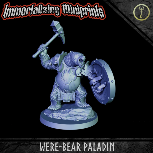 Werebear Paladin - 50mm Large - by Immortalizing Miniprints
