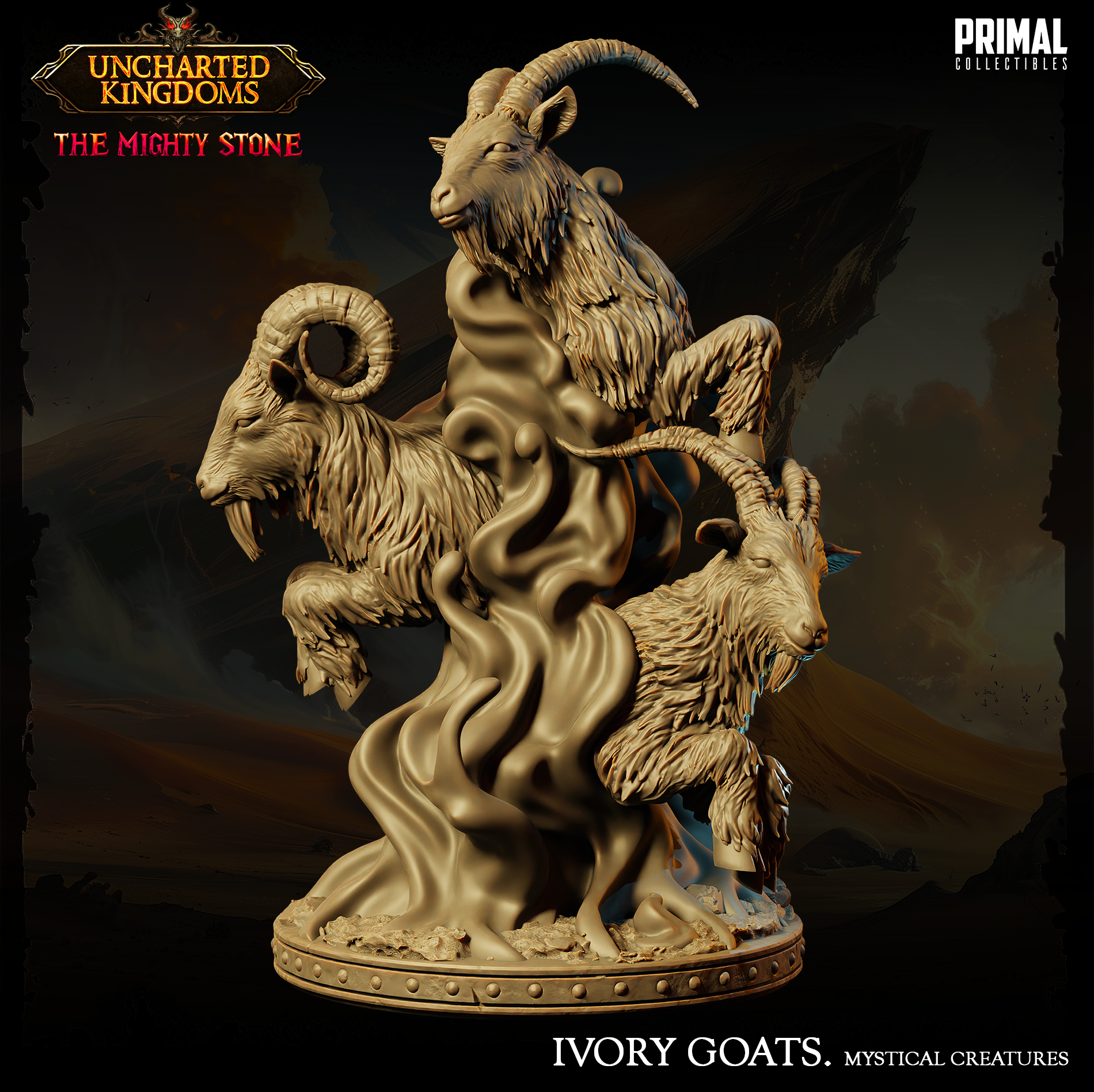 The Mighty Stone - Mystical Animals: Ivory Goats - by Primal Collectibles