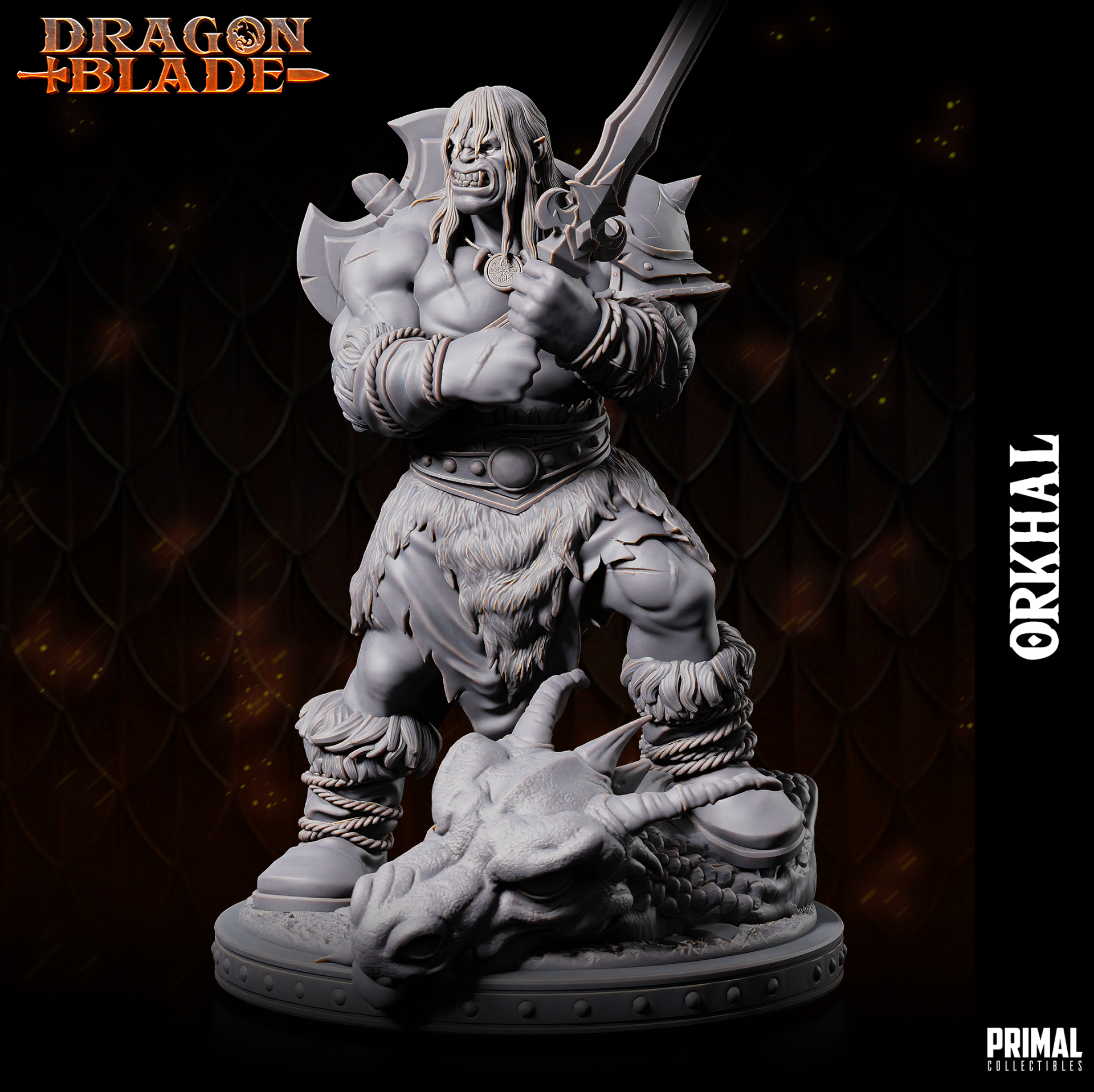 Dragon Blade - Orkhal, Orc Barbarian - by Primal Collectibles