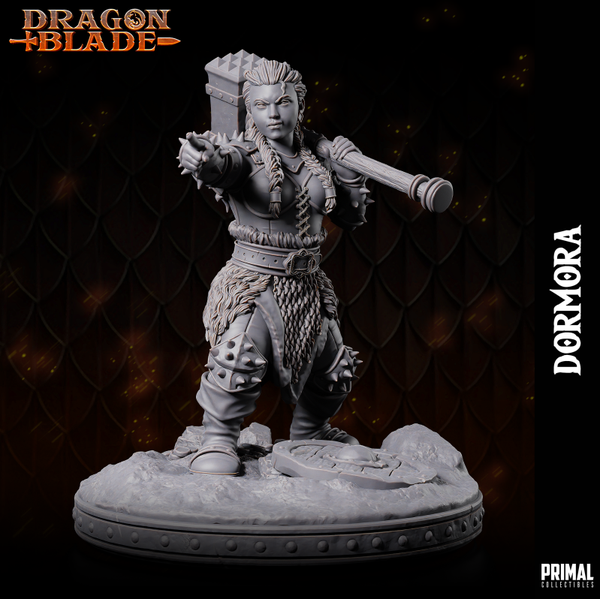 Dragon Blade - Dormora, Evil Female Dwarf with Hammer- by Primal Collectibles