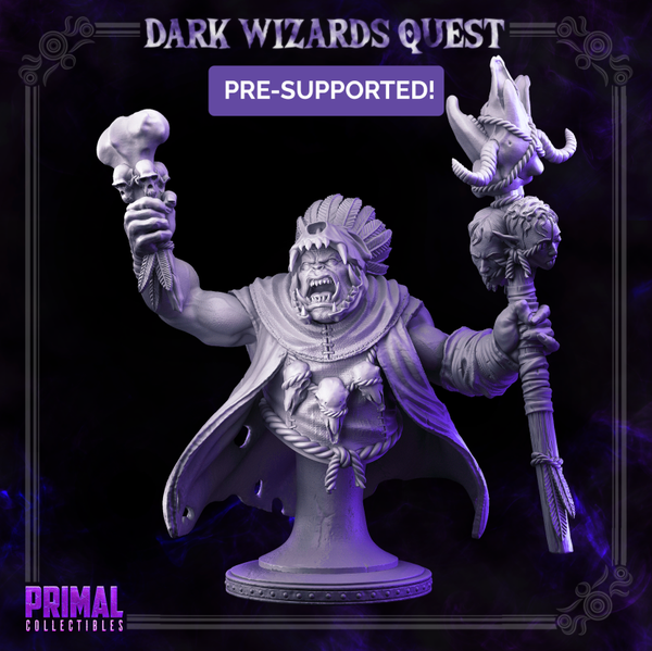 Dark Wizards Quest - Dunkun Orc Shaman - Bust - by Primal Collectibles