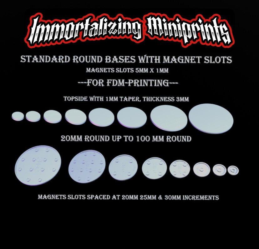 IMP - Plastic Round Bases with magnet slot - 20mm - 10x